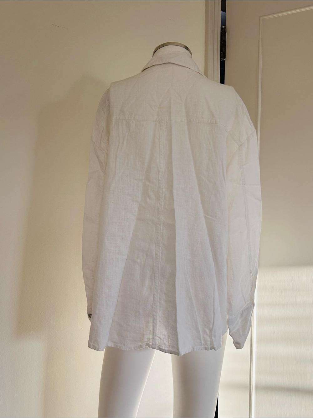 Zara White Linen Button Front Shirt Size S - Picture 6 of 7